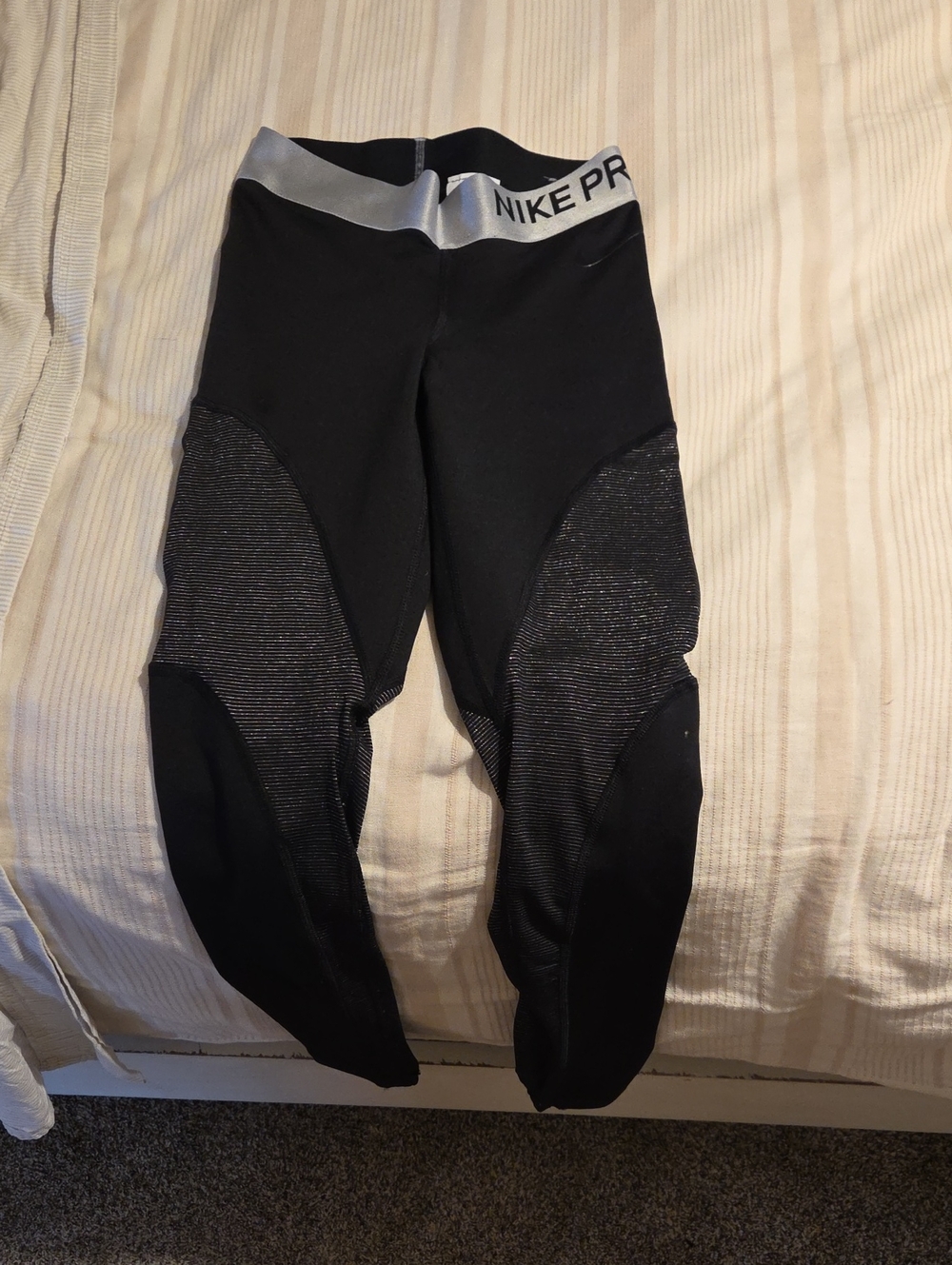 Nike Black and Silver Performance Leggings